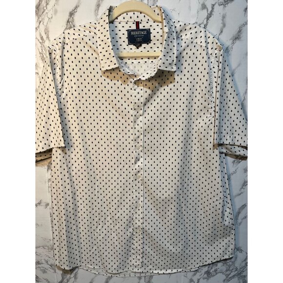 Heritage Report Collection Men's XXL Polka Dot Short Sleeve Button-Up Shirt 4-Wa - Picture 1 of 6